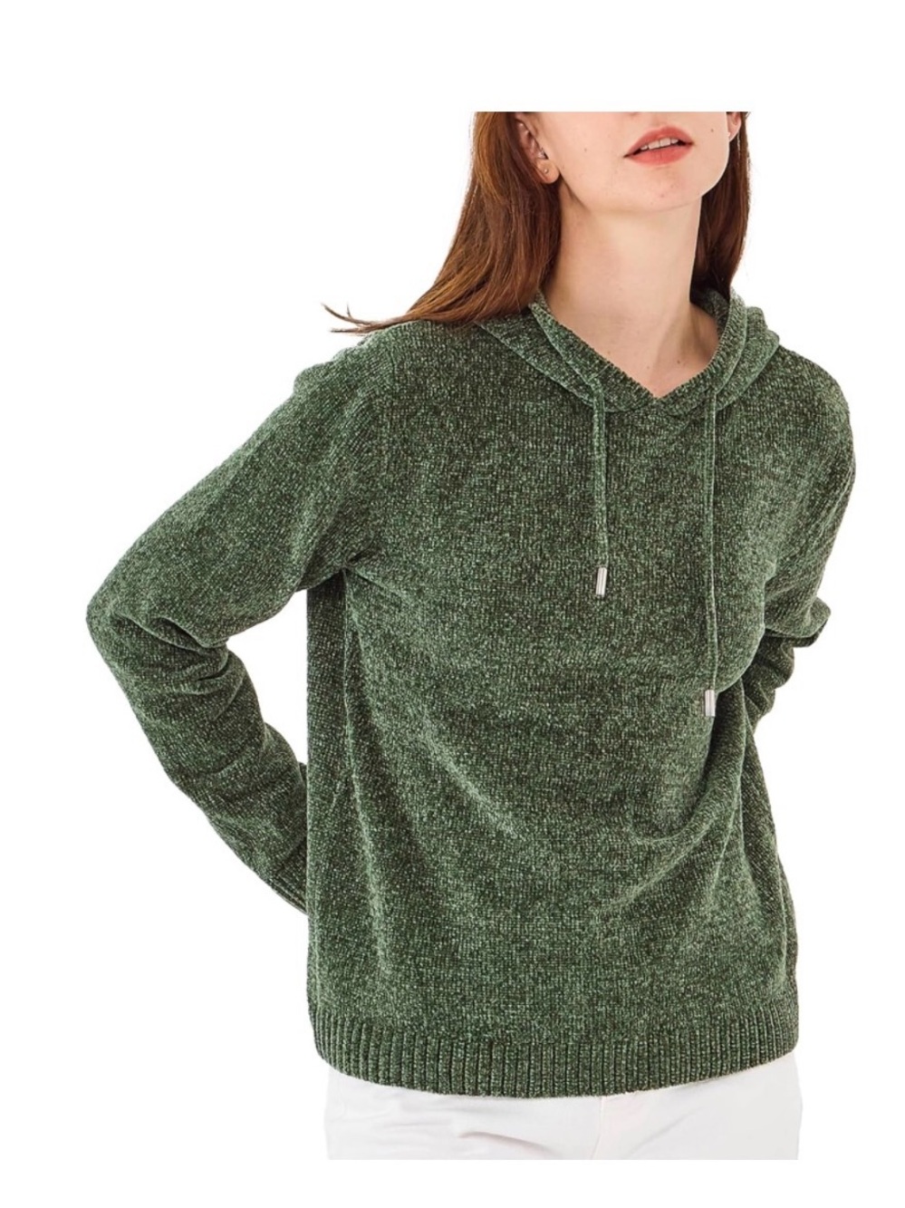 Ontheblvrd Olive Chenille Hooded Pullover
